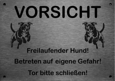 Warnschild Hund Edelstahl: "Achtung freilaufender Hund"